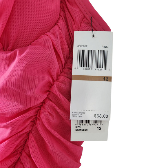 New Be Creative Tankini Swimsuit Top Size 12 Pink, Ruched, Adjustable Straps - Picture 3 of 5